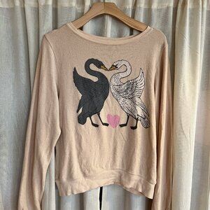 Wildfox Baggy Beach Jumper with Swans